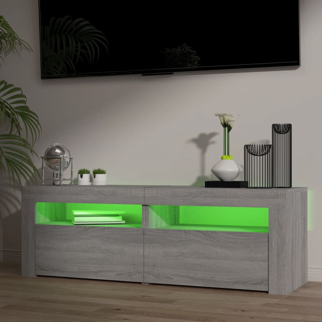 Meuble TV avec lumières LED sonoma gris 120x35x40 cm