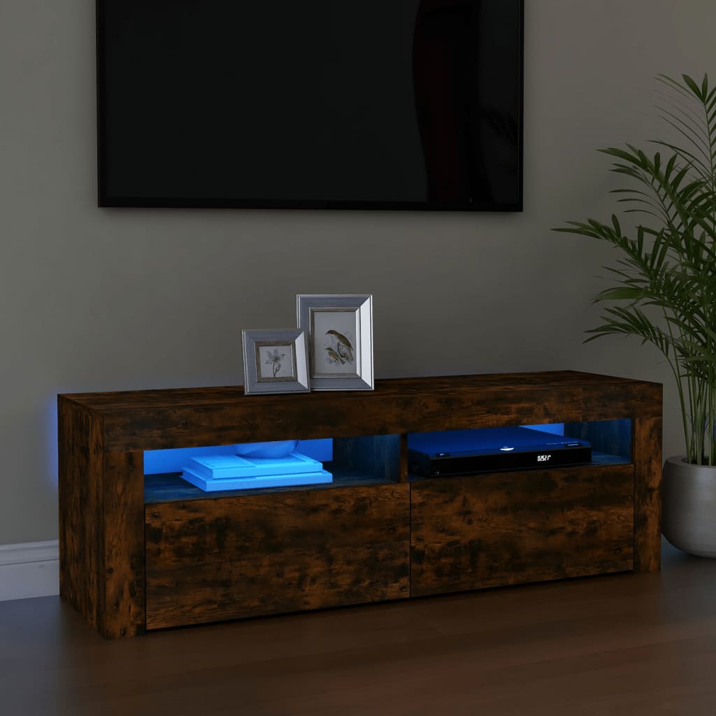 TV cabinet with LED lights Smoked oak 120x35x40 cm