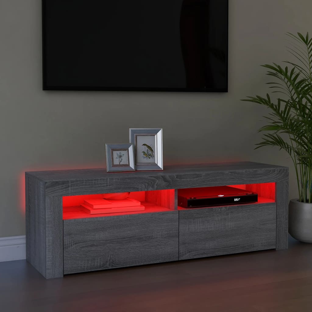 Meuble TV avec lumières LED sonoma gris 120x35x40 cm