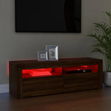 Meuble TV avec lumières LED chêne marron 120x35x40 cm