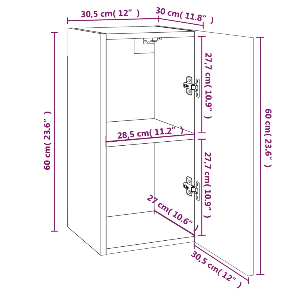 Meubles TV Sonoma gris 30,5x30x60 cm Bois d'ingénierie