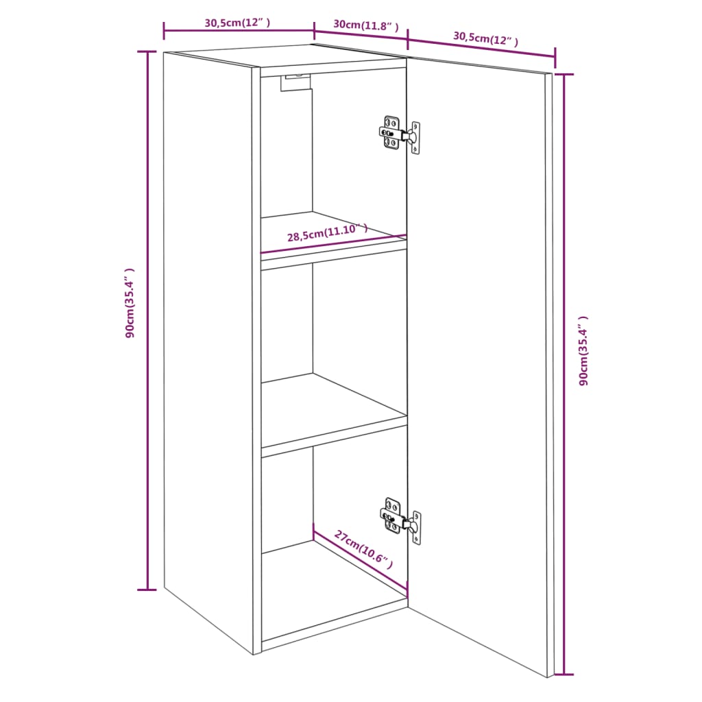 Meubles TV Chêne marron 30,5x30x90 cm Bois d'ingénierie