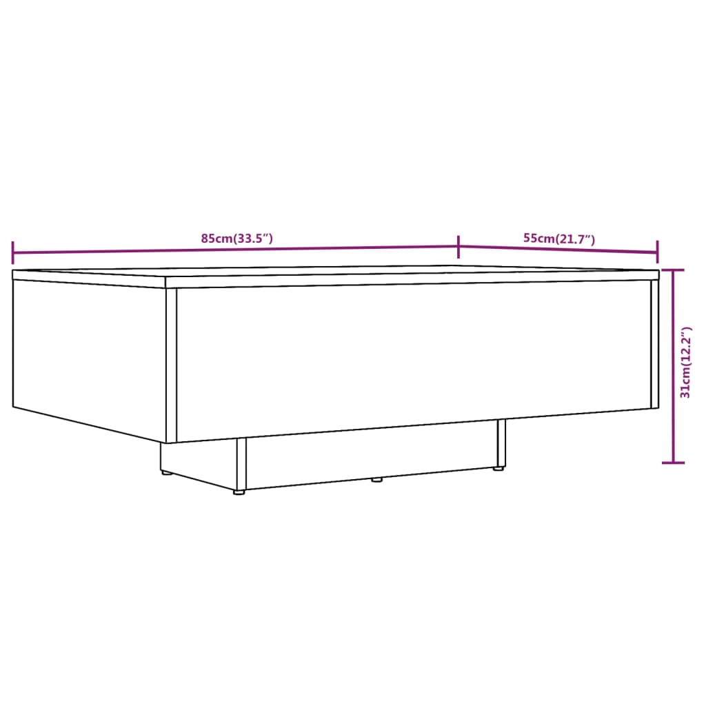 Sonoma coffee table gray 85x55x31 cm Engineered wood