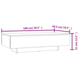 Couchtisch aus geräucherter Eiche, 100 x 49,5 x 31 cm, Holzwerkstoff