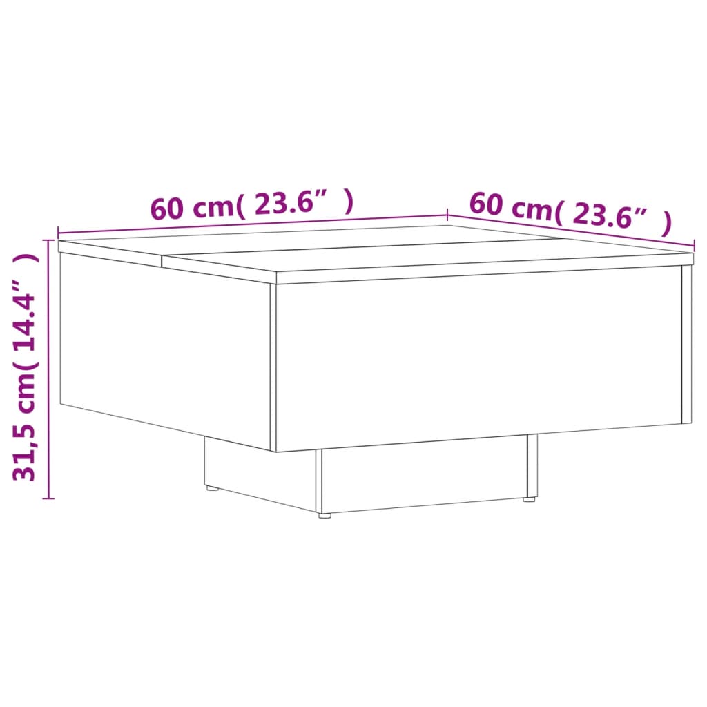 Table basse Chêne fumé 60x60x31,5 cm Bois d'ingénierie