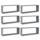 Étagères murales cube 6 pcs Sonoma gris 60x15x23 cm Bois