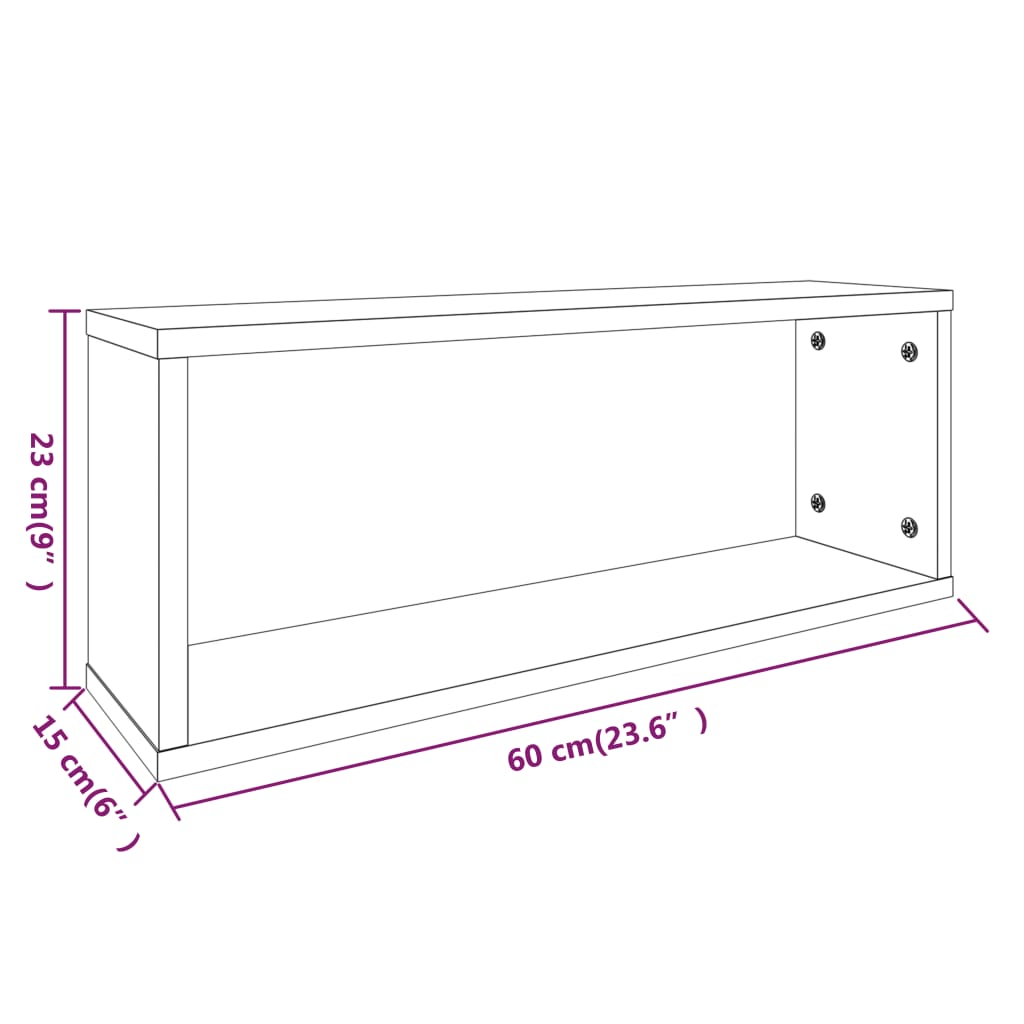 Étagères murales cube 6 pcs Sonoma gris 60x15x23 cm Bois