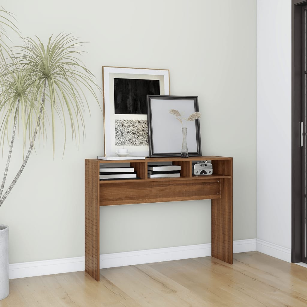 Table console Chêne marron 105x30x80 cm Bois d'ingénierie