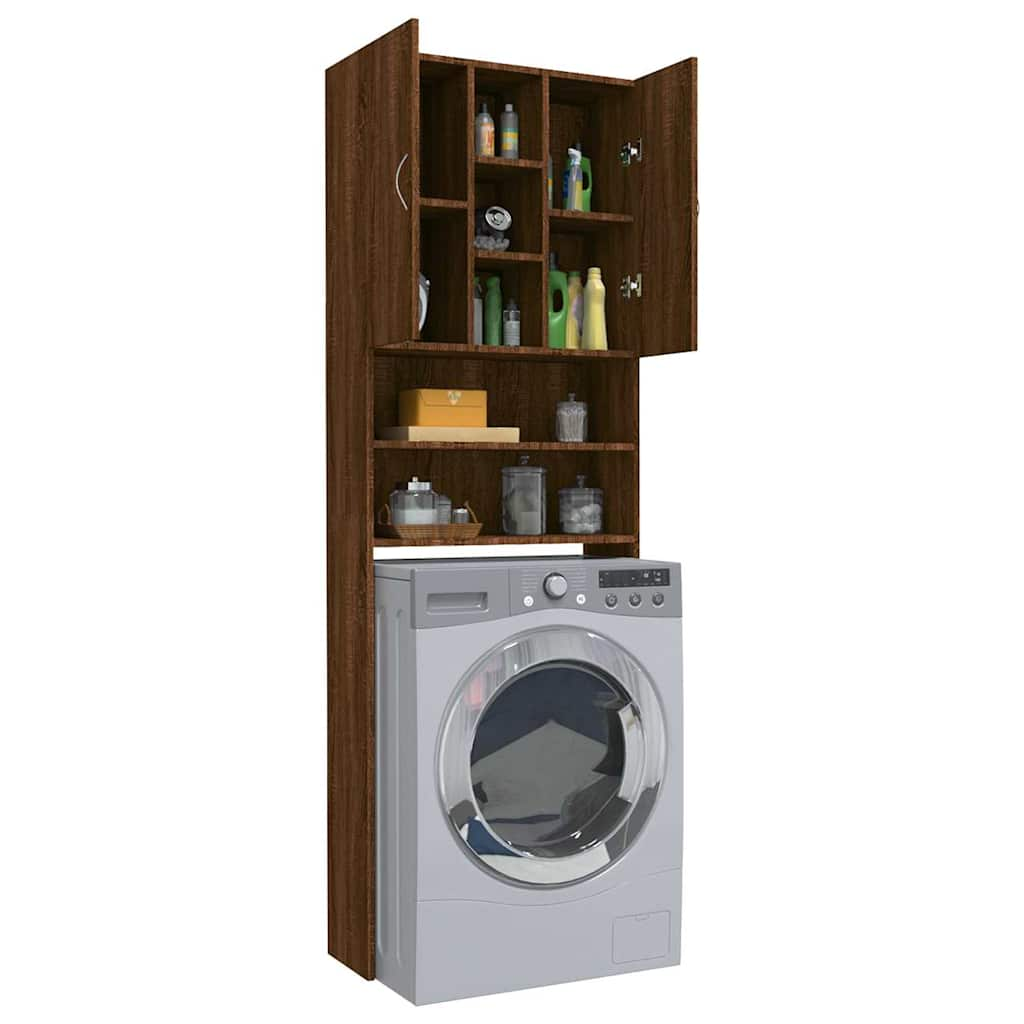 Washing machine cabinet Brown oak 64x25.5x190 cm