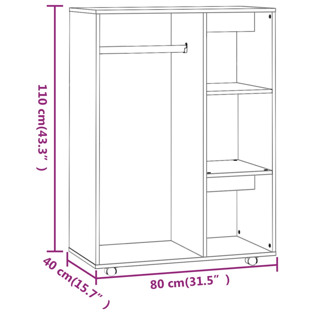 Sonoma gray wardrobe 80x40x110 cm Engineered wood