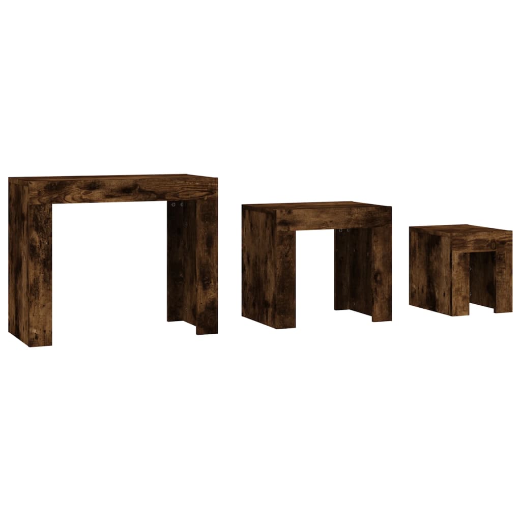 Nesting Coffee Tables 3 pcs Smoked Oak Engineered Wood