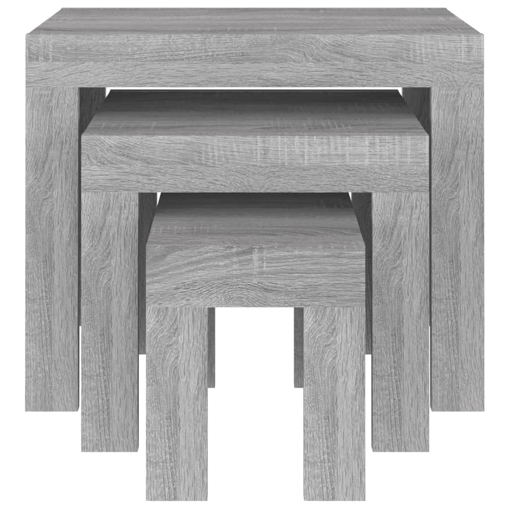 Tables basses gigognes 3 pcs sonoma gris bois d'ingénierie