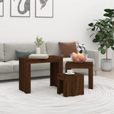 Tables basses gigognes 3 pcs chêne marron bois d'ingénierie