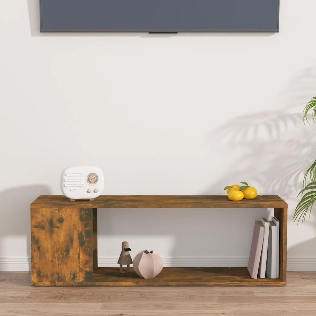 Meuble TV Chêne fumé 100x24x32 cm Bois d'ingénierie