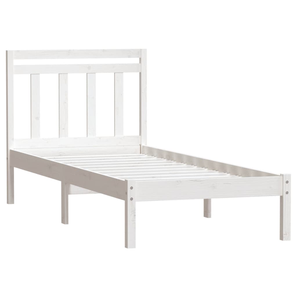 Cadre de lit sans matelas blanc bois massif