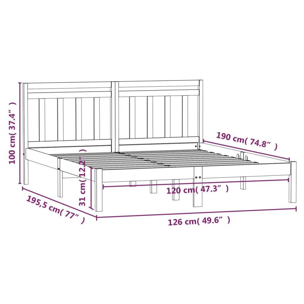 Cadre de lit sans matelas bois massif