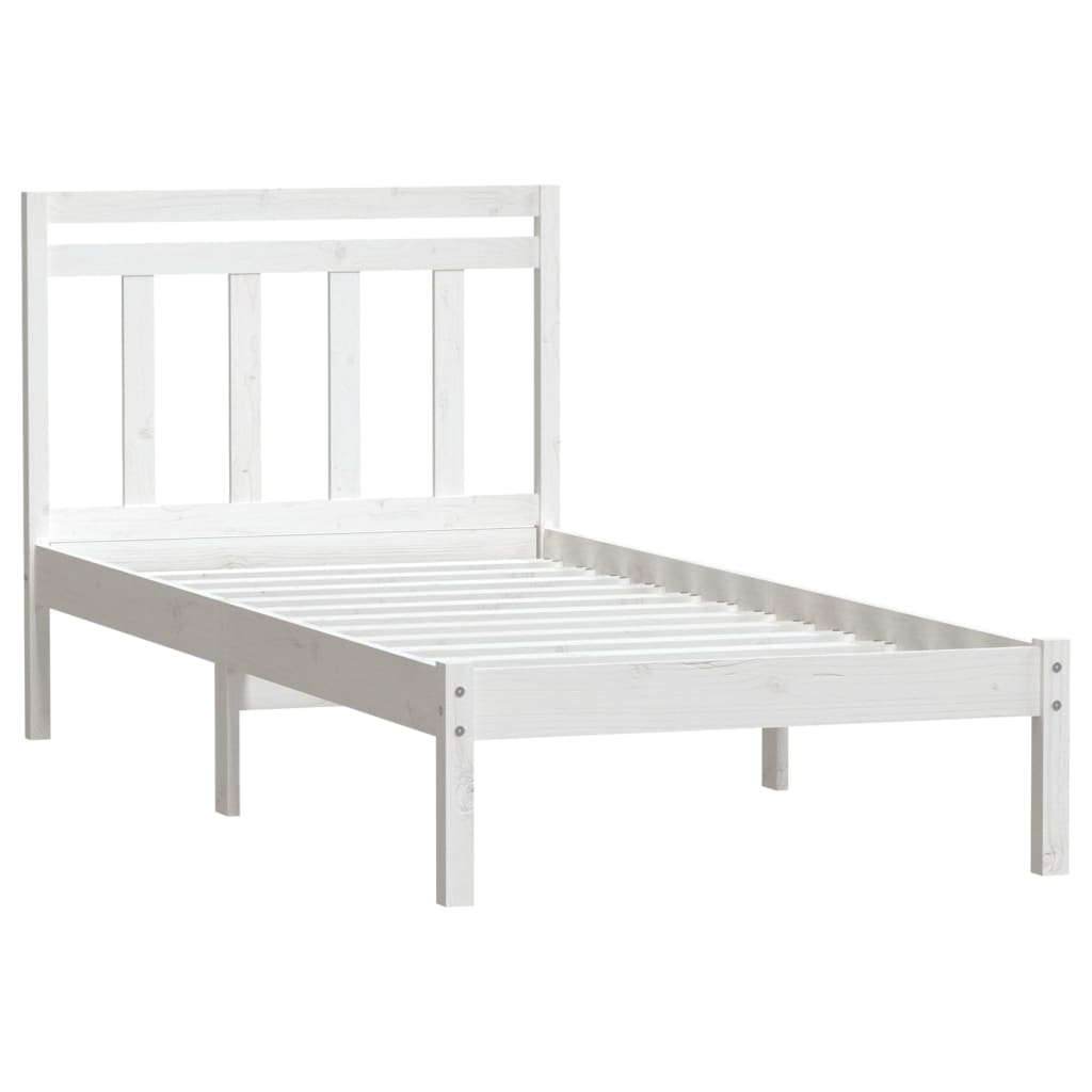 Cadre de lit sans matelas blanc bois massif 90x200 cm