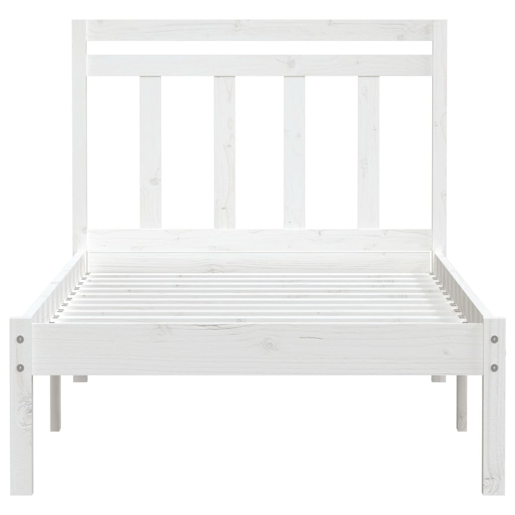 Cadre de lit sans matelas blanc bois massif 90x200 cm