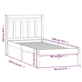 Cadre de lit sans matelas blanc bois massif 90x200 cm