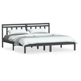 Cadre de lit sans matelas gris bois massif 200x200 cm