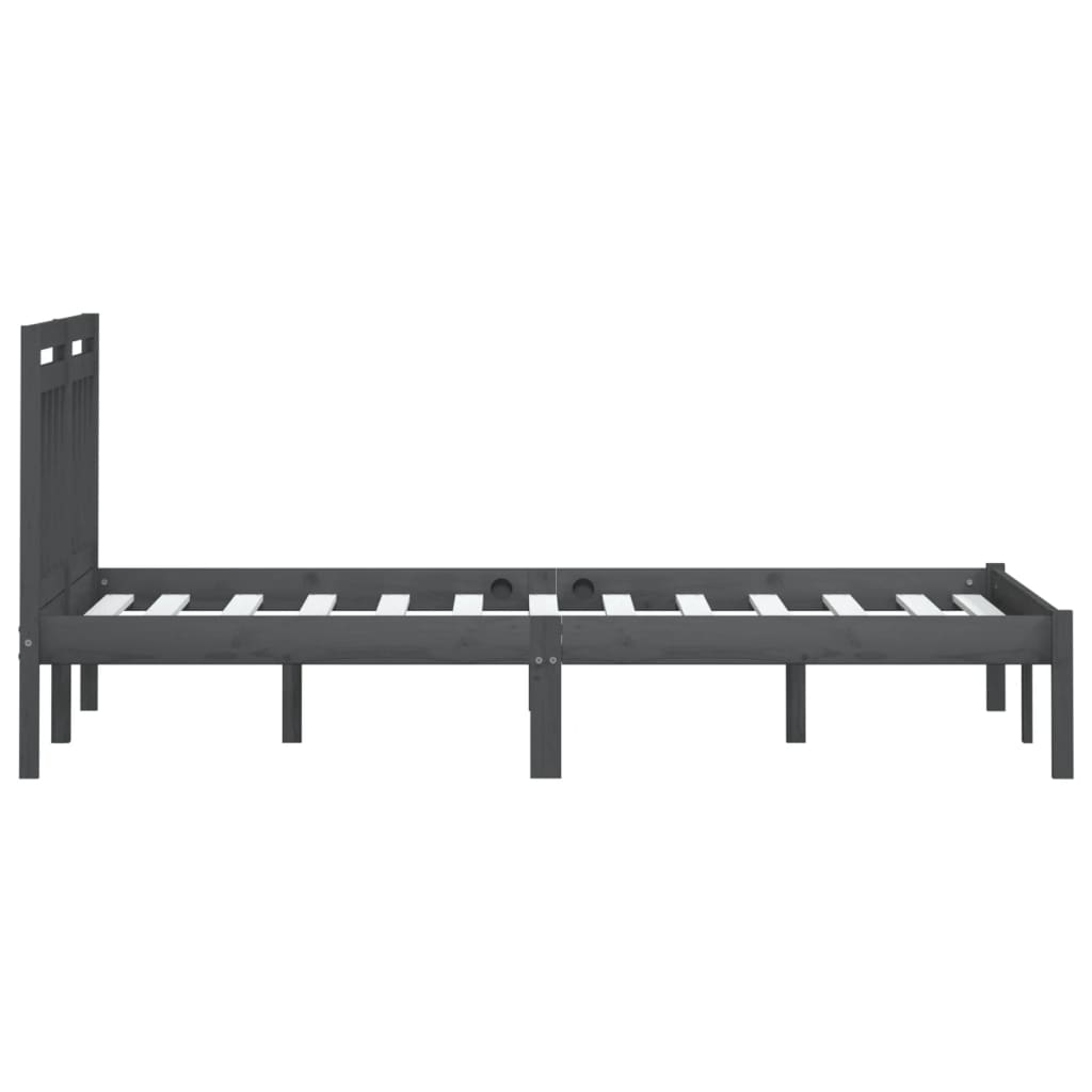 Cadre de lit sans matelas gris bois massif 200x200 cm