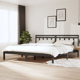 Cadre de lit sans matelas gris bois massif 200x200 cm