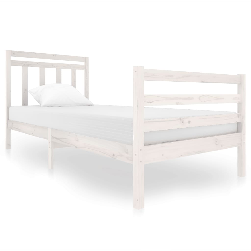 Cadre de lit sans matelas blanc bois massif 90x200 cm