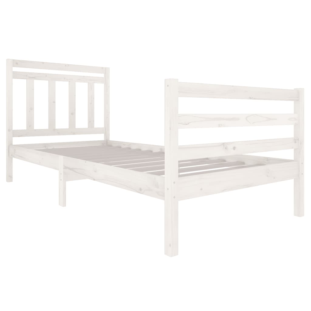 Cadre de lit sans matelas blanc bois massif 90x200 cm