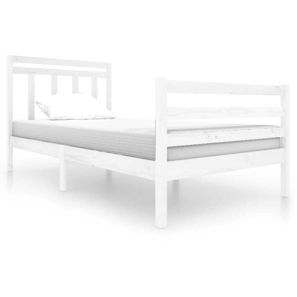 Cadre de lit sans matelas blanc bois massif 100x200 cm