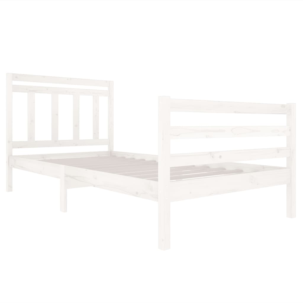 Cadre de lit sans matelas blanc bois massif 100x200 cm