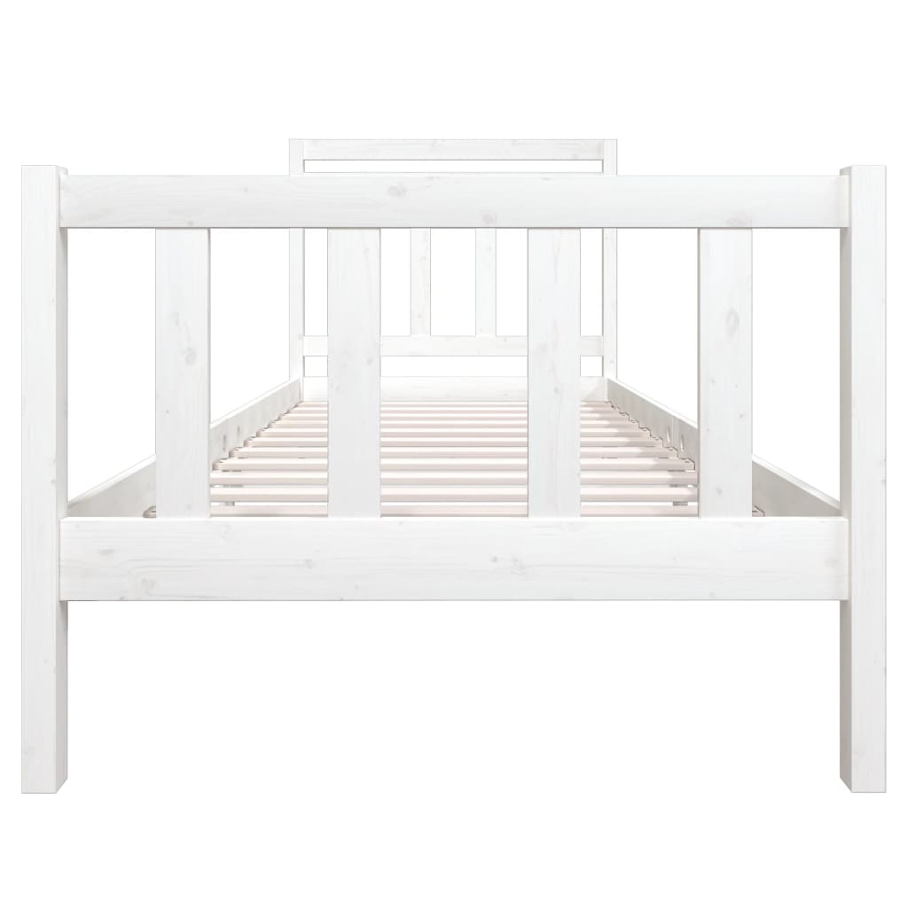 Cadre de lit sans matelas blanc bois massif