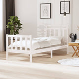 Cadre de lit sans matelas blanc bois massif