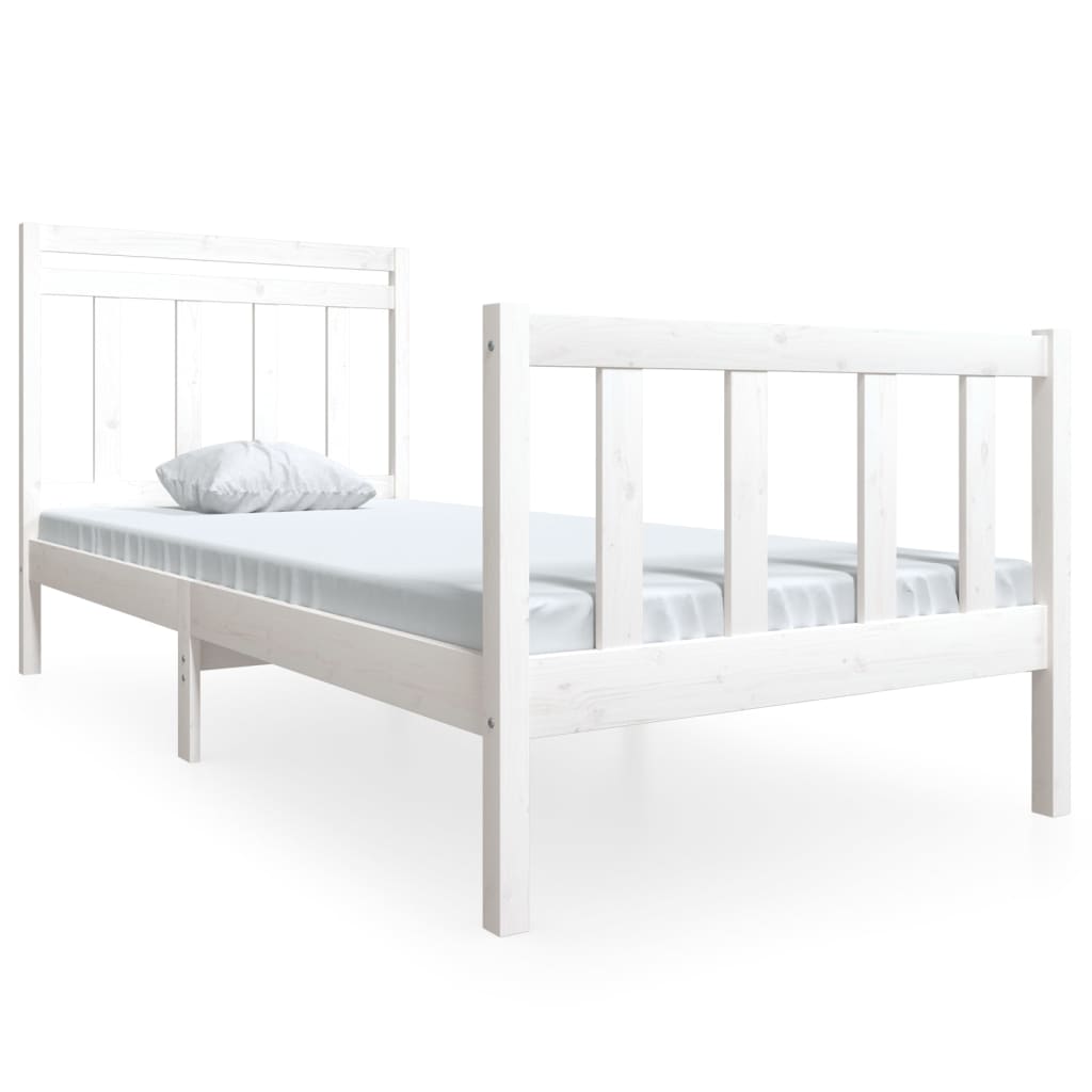 Cadre de lit sans matelas blanc bois massif 90x200 cm