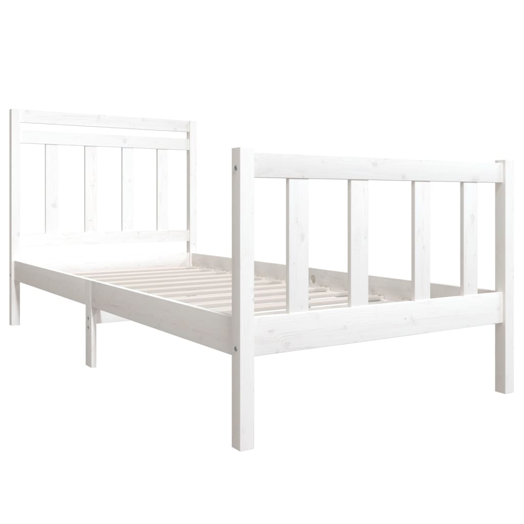 Cadre de lit sans matelas blanc bois massif 90x200 cm