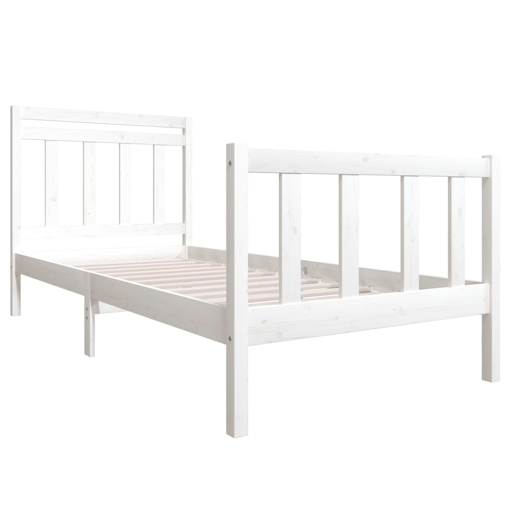 Cadre de lit sans matelas blanc bois massif 100x200 cm