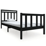 Cadre de lit sans matelas noir bois massif 100x200 cm