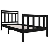 Cadre de lit sans matelas noir bois massif 100x200 cm