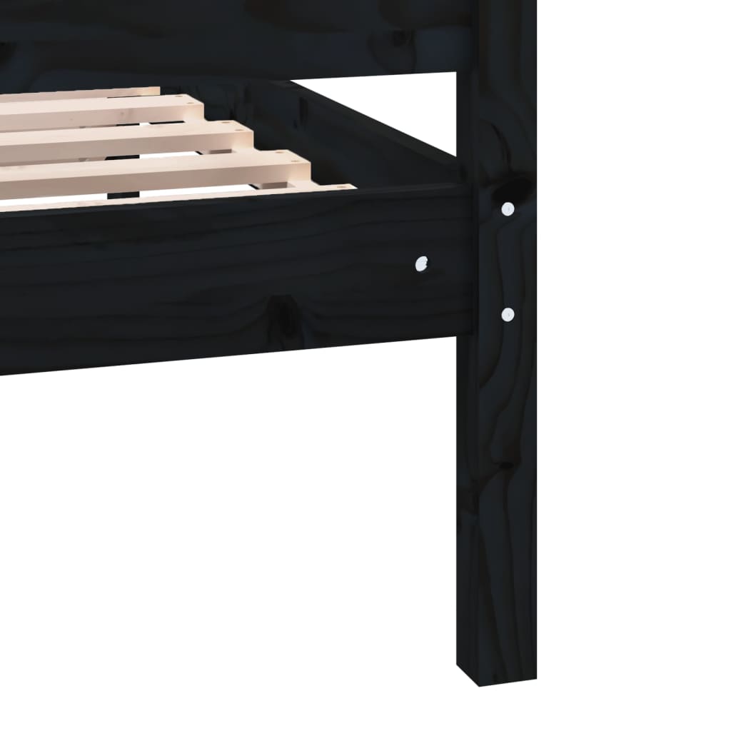 Cadre de lit sans matelas noir bois massif 100x200 cm