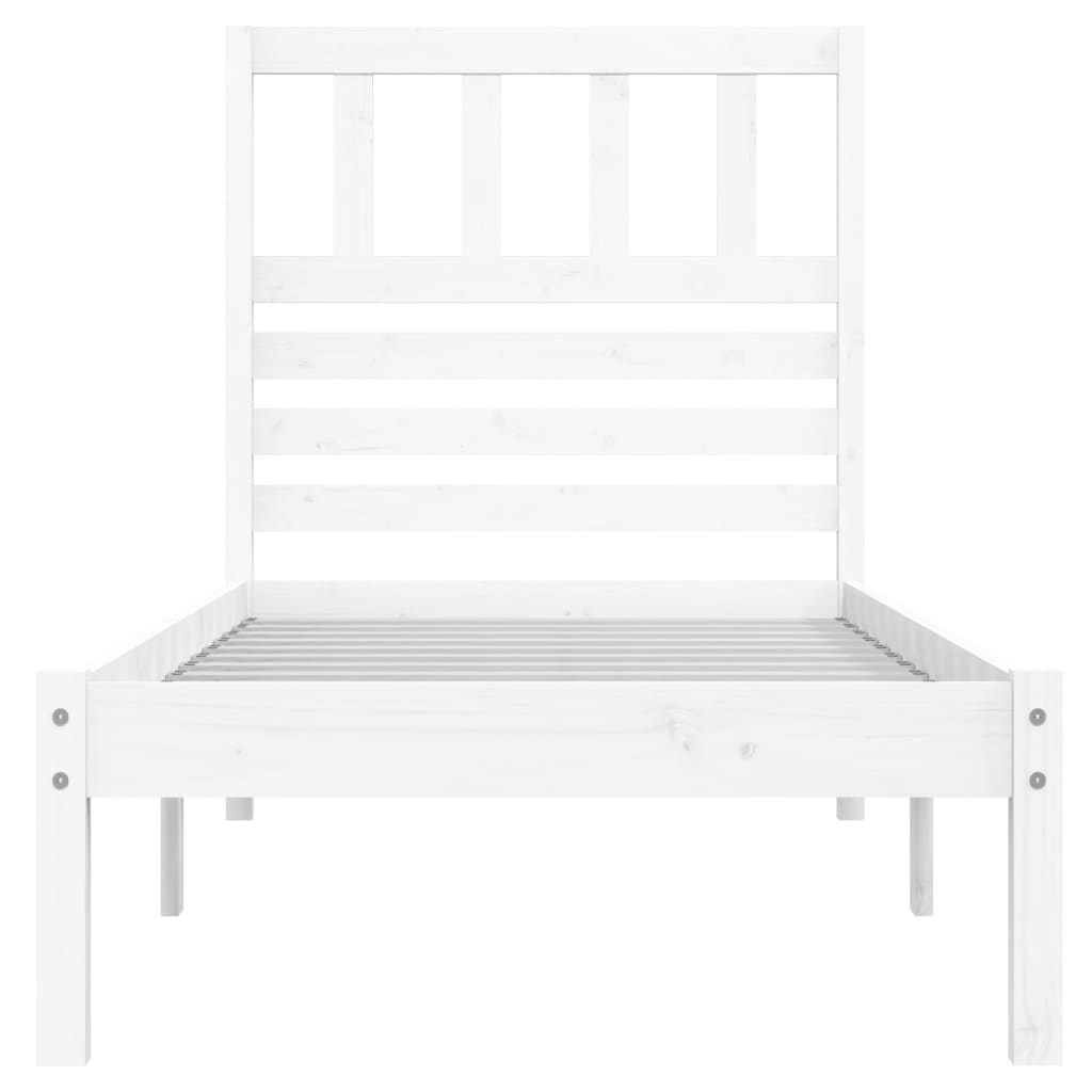 Cadre de lit sans matelas blanc 75x190 cm bois de pin massif