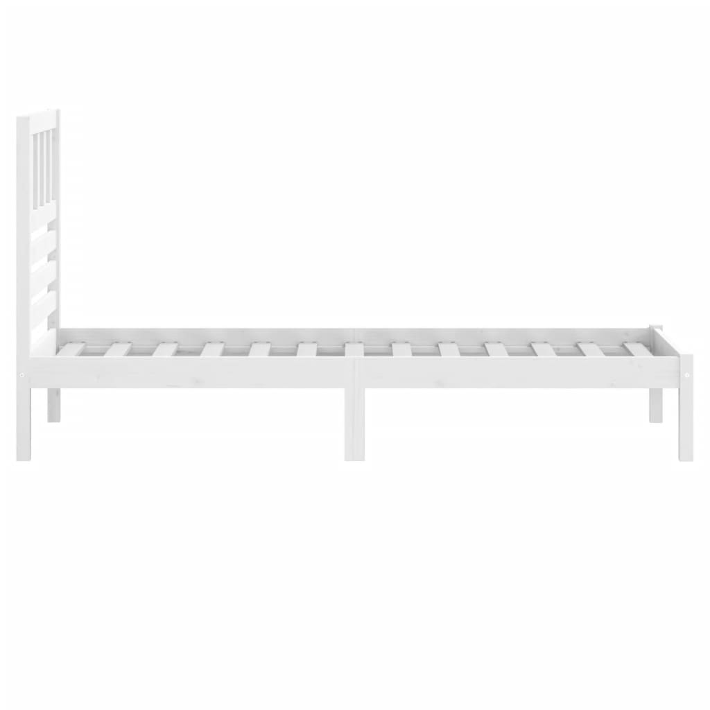 Cadre de lit sans matelas blanc 75x190 cm bois de pin massif