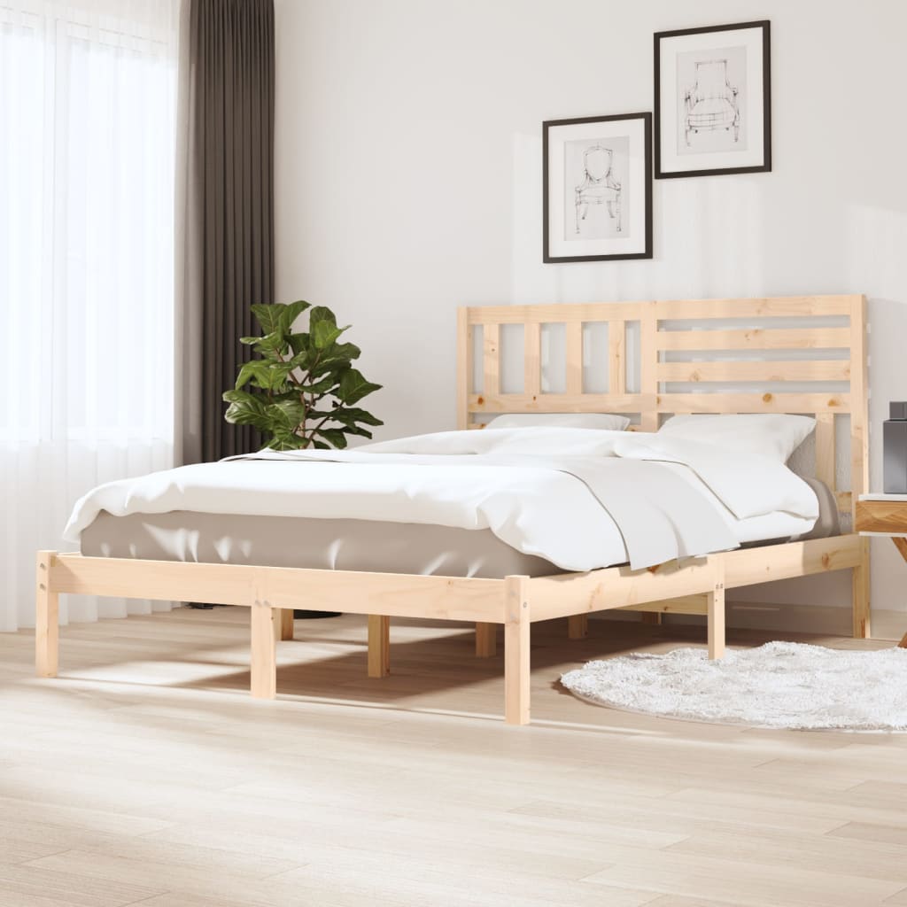 Cadre de lit sans matelas 135x190 cm bois de pin massif