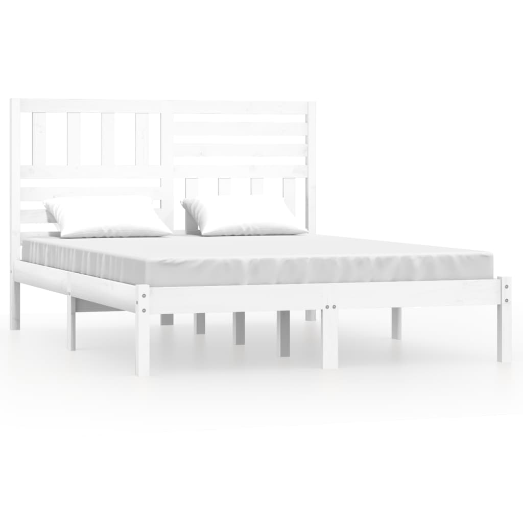 Cadre de lit sans matelas blanc 150x200 cm bois de pin massif