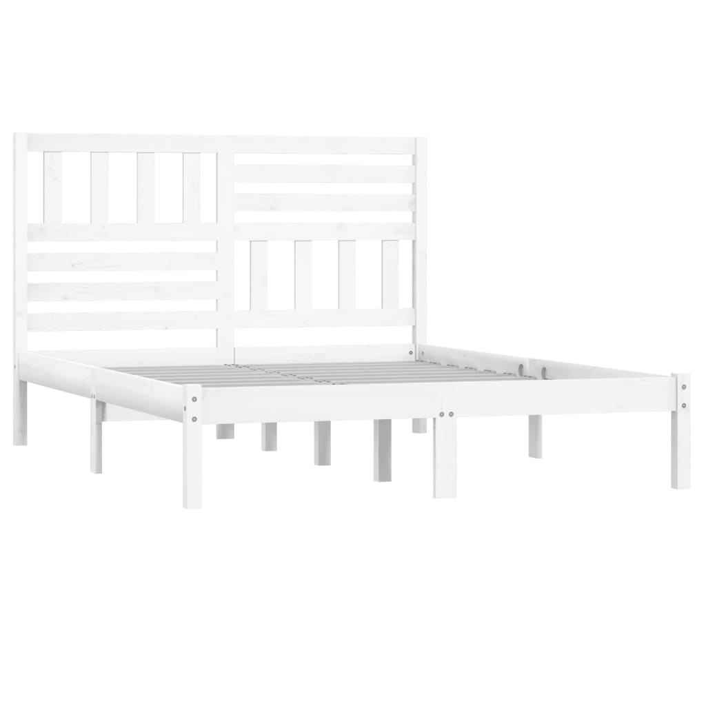 Cadre de lit sans matelas blanc 150x200 cm bois de pin massif