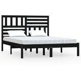 Cadre de lit sans matelas noir 150x200 cm bois de pin massif