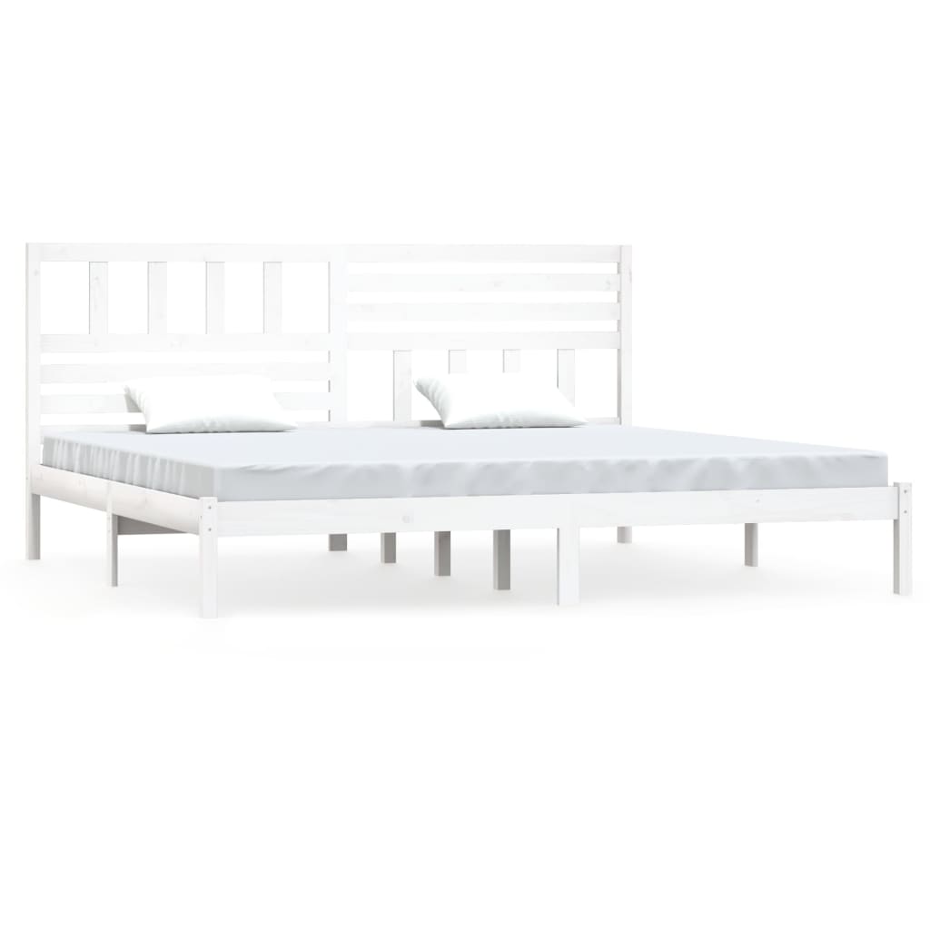 Cadre de lit sans matelas blanc 180x200 cm bois massif de pin