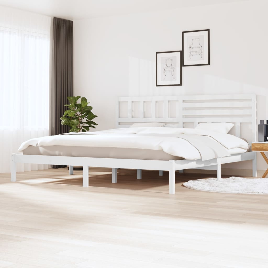 Cadre de lit sans matelas blanc 180x200 cm bois massif de pin