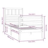 Cadre de lit sans matelas 75x190 cm bois massif