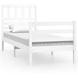 Cadre de lit sans matelas blanc 75x190 cm bois massif