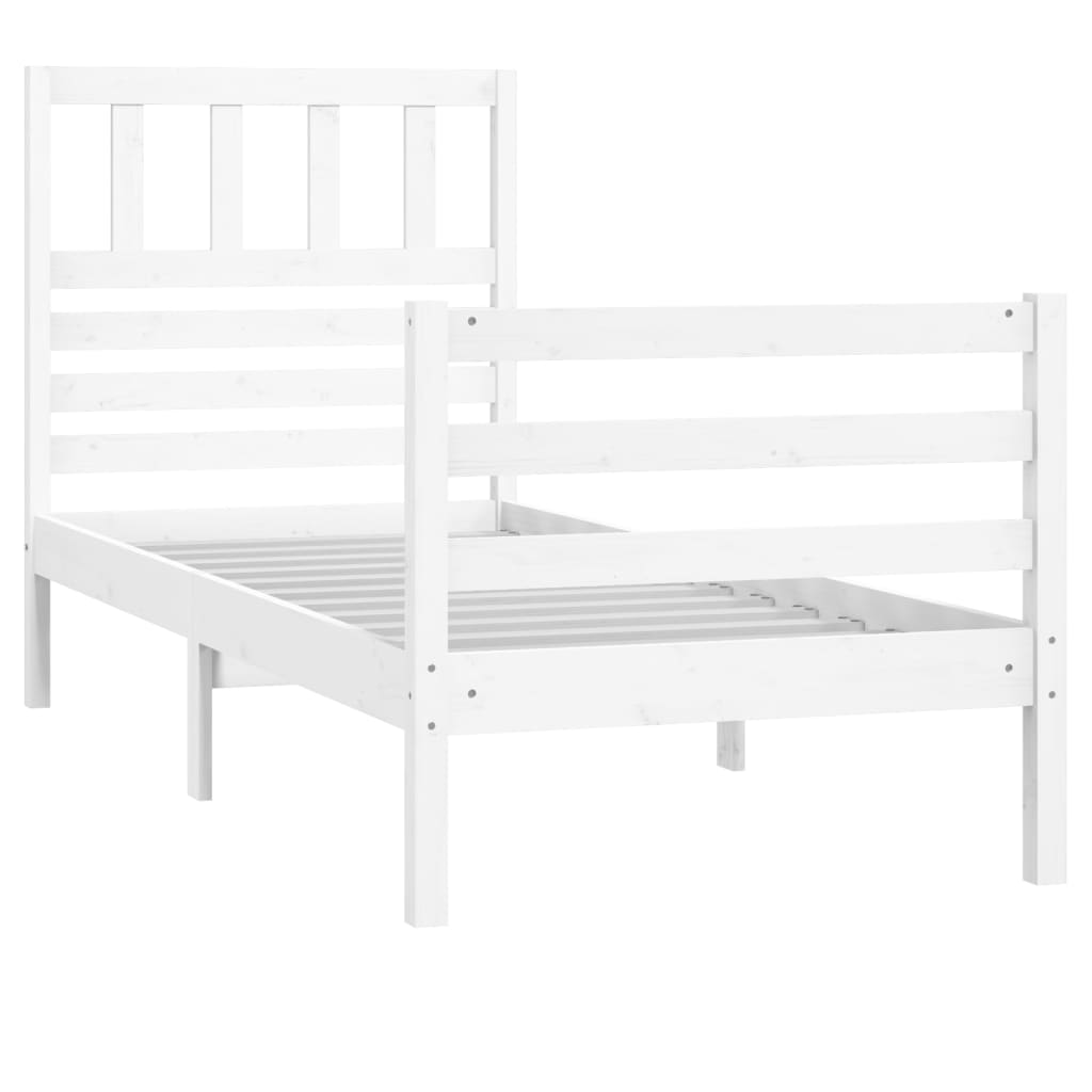 Cadre de lit sans matelas blanc 75x190 cm bois massif