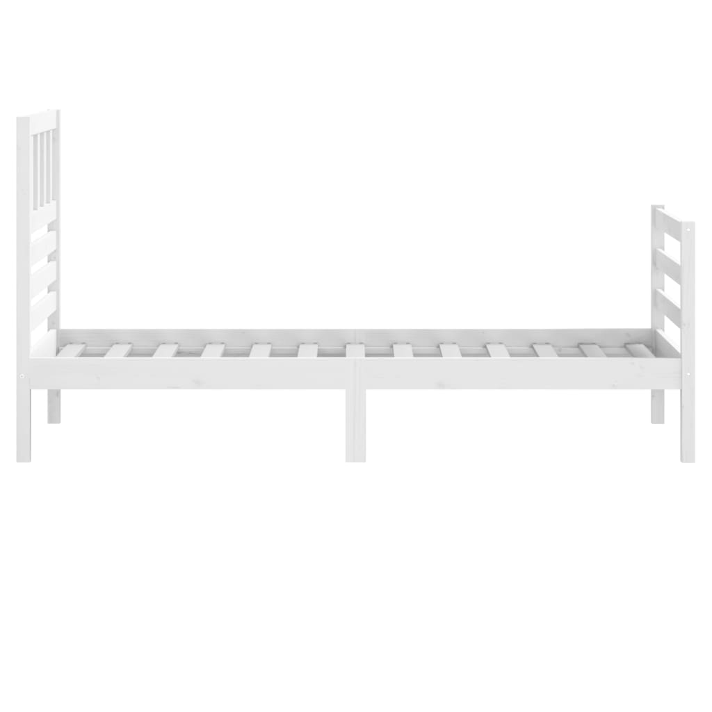 Cadre de lit sans matelas blanc 75x190 cm bois massif